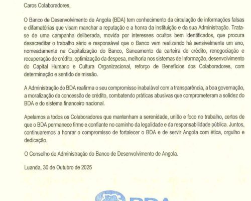 BDA nega em comunicado interno falta de transparência na atribuição de créditos