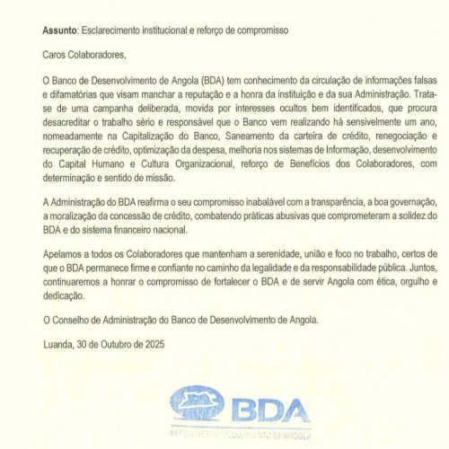 BDA nega em comunicado interno falta de transparência na atribuição de créditos